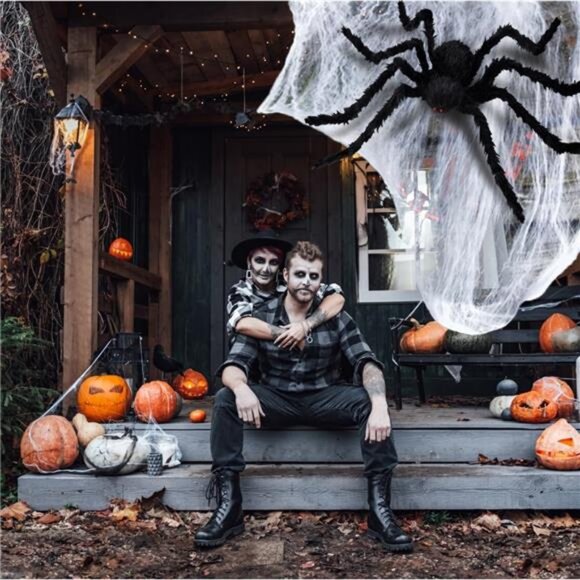 Halloween Spider Outdoor Decorations, 10Ft Giant Hairy...